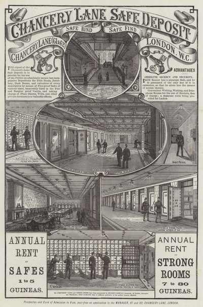 Advertentie, Chancery Lane Safe Deposit door Frank Watkins